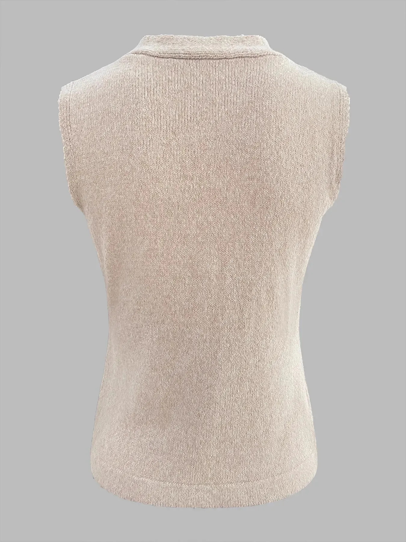 Spring and summer solid color shell button sleeveless slim elegant womens wool vest 250613Z