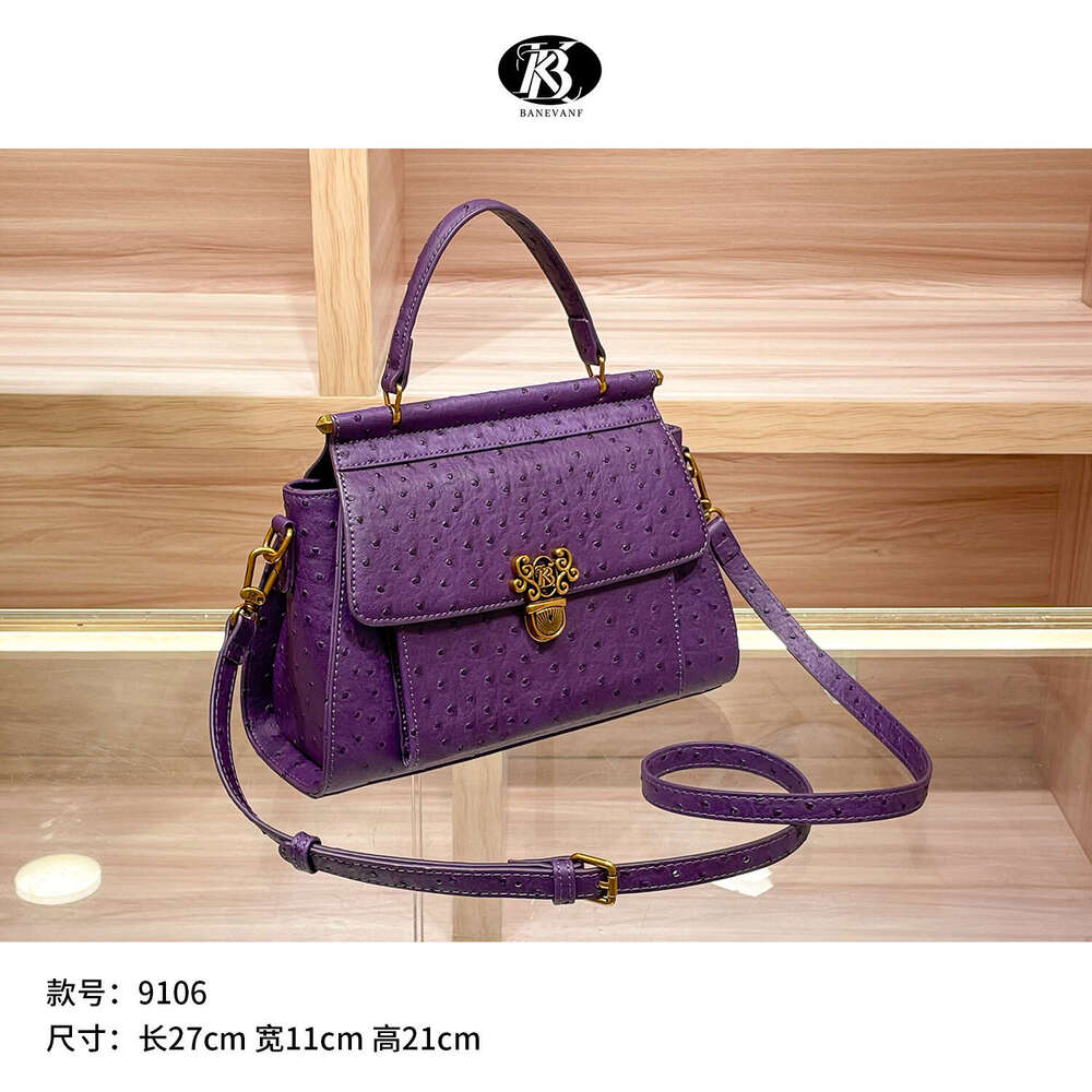 2024 Autumn Princess BANEVANF Winter New Handbag with Lock Purple Women's Shoulder Crossbody Large Bag