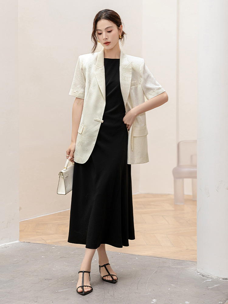 XR177 Summer French Drape Vest Long Dress Couture