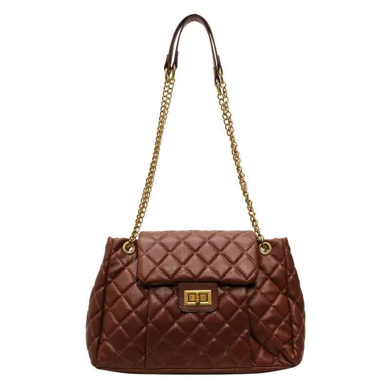 Designer Shoulder Free Shipping Bag New Fashionable Comting Large Capacity High End Texture Dia Grid Chain Crossbody For Womens Free shipping