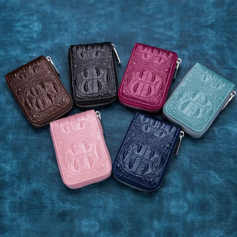 Genuine Leather Credit Card Wallet for Women and Men Multi Slot Holder Short Bank Cover Business Clip Zipper Handheld Bag 250614