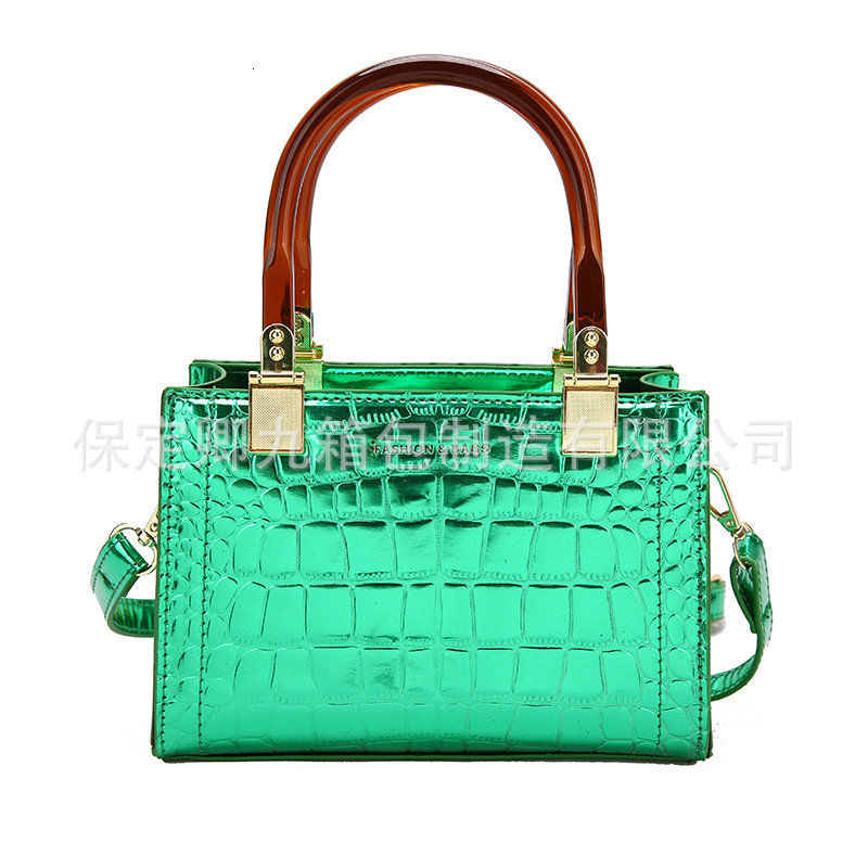 High quality brand high-quality new style free designer bag new cross-border fashion glossy patent leather stone pattern shoulder width bag new free d