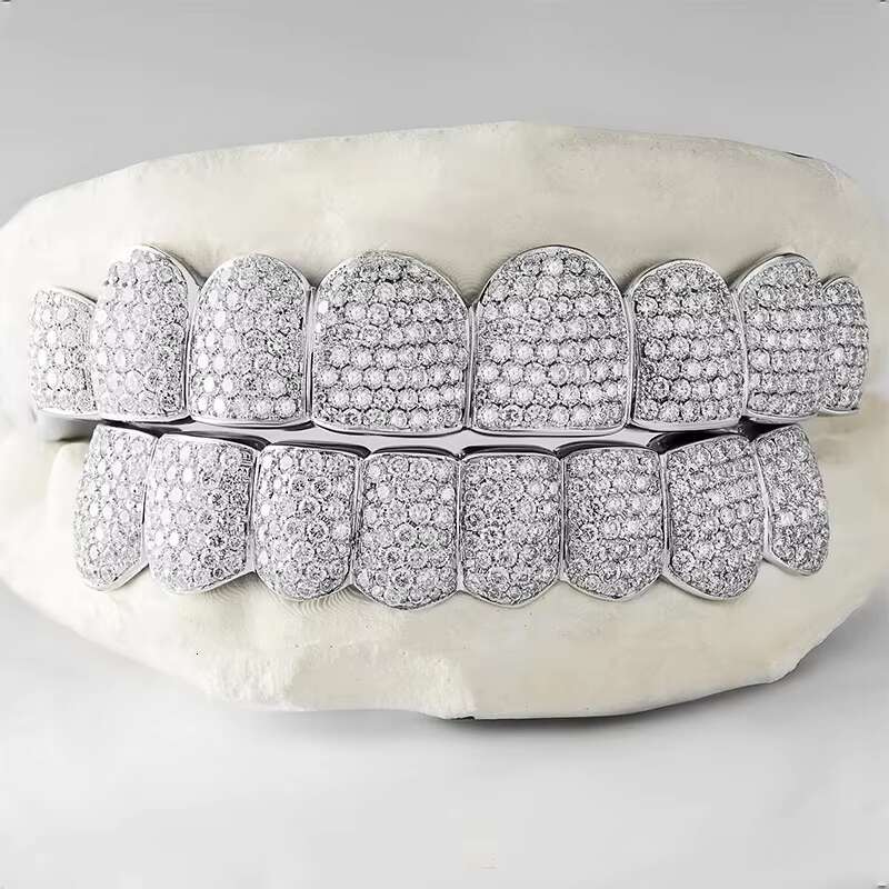 10k 14k 18k Yellow Gold Plated VVS Moissanite Grillz Daily Wearing Iced Out Grillz Hip Hop Gold Teeth Moissanite Grill