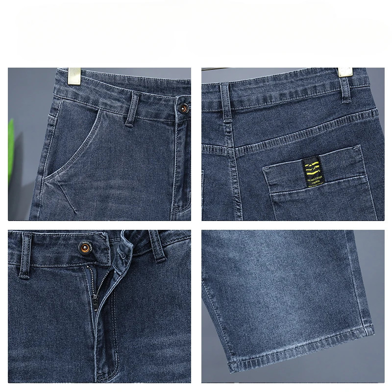 Mens Straight Casual Denim Shorts Simple Solid Color Slim Jeans Comfortable Breathable Bermuda Summer 250614