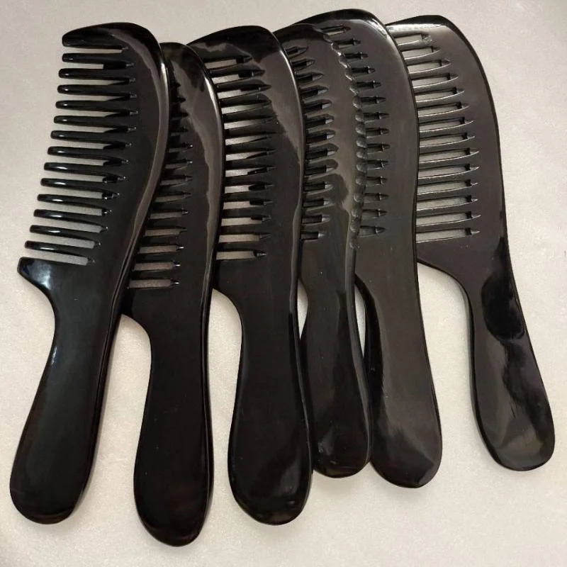 Natural Black Buffalo Ox Horn Comb Handmade Anti-Static Tooth Portable Massage Hair Combs 250612