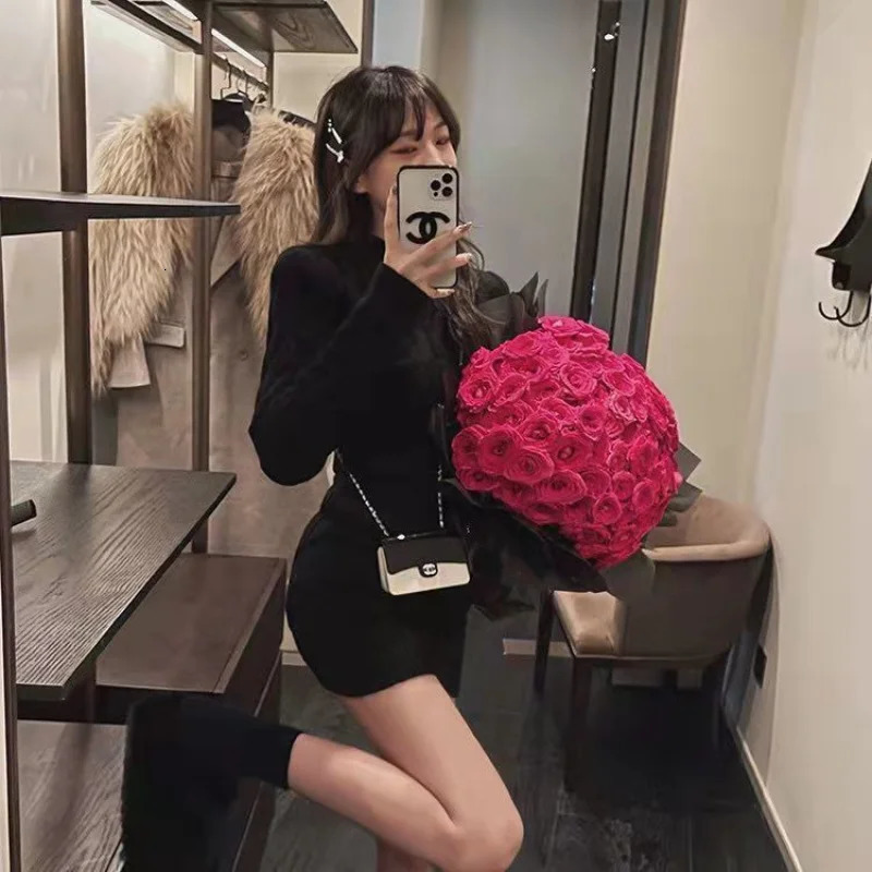 Two Piece OF Pullover AutumnWinter Knitted Sweater Set Pure Desire Short Sweater Sexy Spicy Girl Arm Wrap Skirt Sweater Female 250609