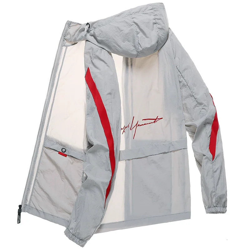 Mens and Womens Summer Ice Silk Lightweight Breathable Quick Drying Fishing Sunscreen Clothes Large Hooded Jacket Trendy 250614