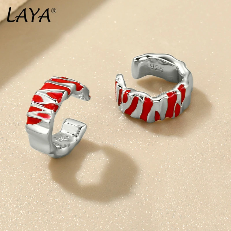 LAYA 100% 925 Sterling Silver Minimalist Original Handmade Enamel Clip-on Earrings For Women Fine Jewelry Trend 250610