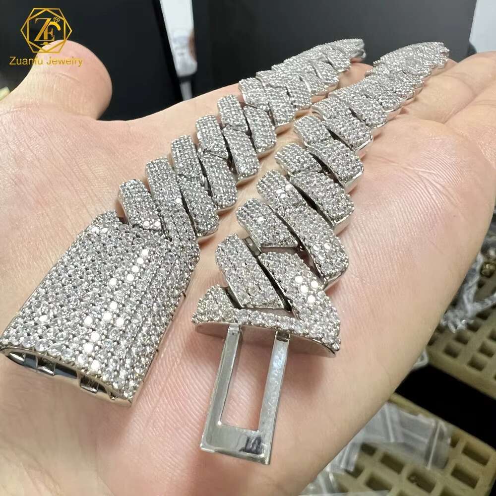 Miami Hip Hop Jewelry Gold Plated 16mm Cuban Chain Iced Prong Iced Setting Necklace with CZ Diamond Prong for Gift