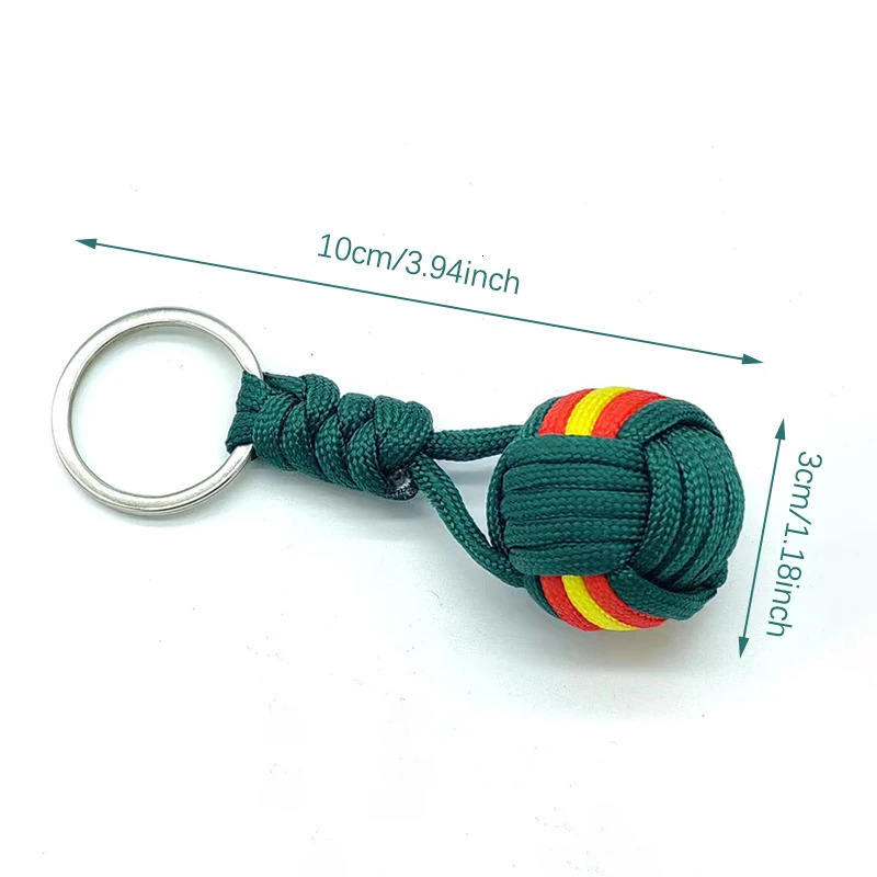 Military Parachute Woven Rope Ball Keychain Lanyard Key Ring Monkey Fist Chains Outdoors Survival Tool Jewelry 250606