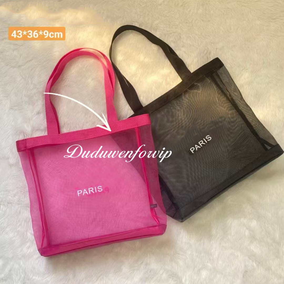 storage bag 43X35X9cm classical C classic Orgainizer Women beach mesh printed tote fashion Travel net makeup.gift