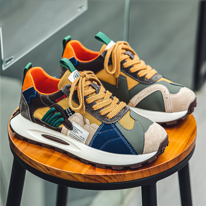 2025 Summer New Trendy Color Matching Fashion Designer Sports And Leisure Shoes Versatile Thick Soled Wear Resistant Board Shoes Outdoor Hip Hop Runni