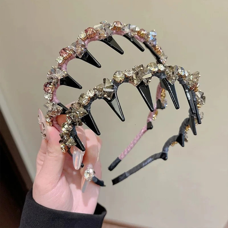 Rhinestone Shiny Head Hoops Hair Bands Women Korean Bezel Headbands Ladies Fashion Dating Party Hair Accessories Headwear 250610