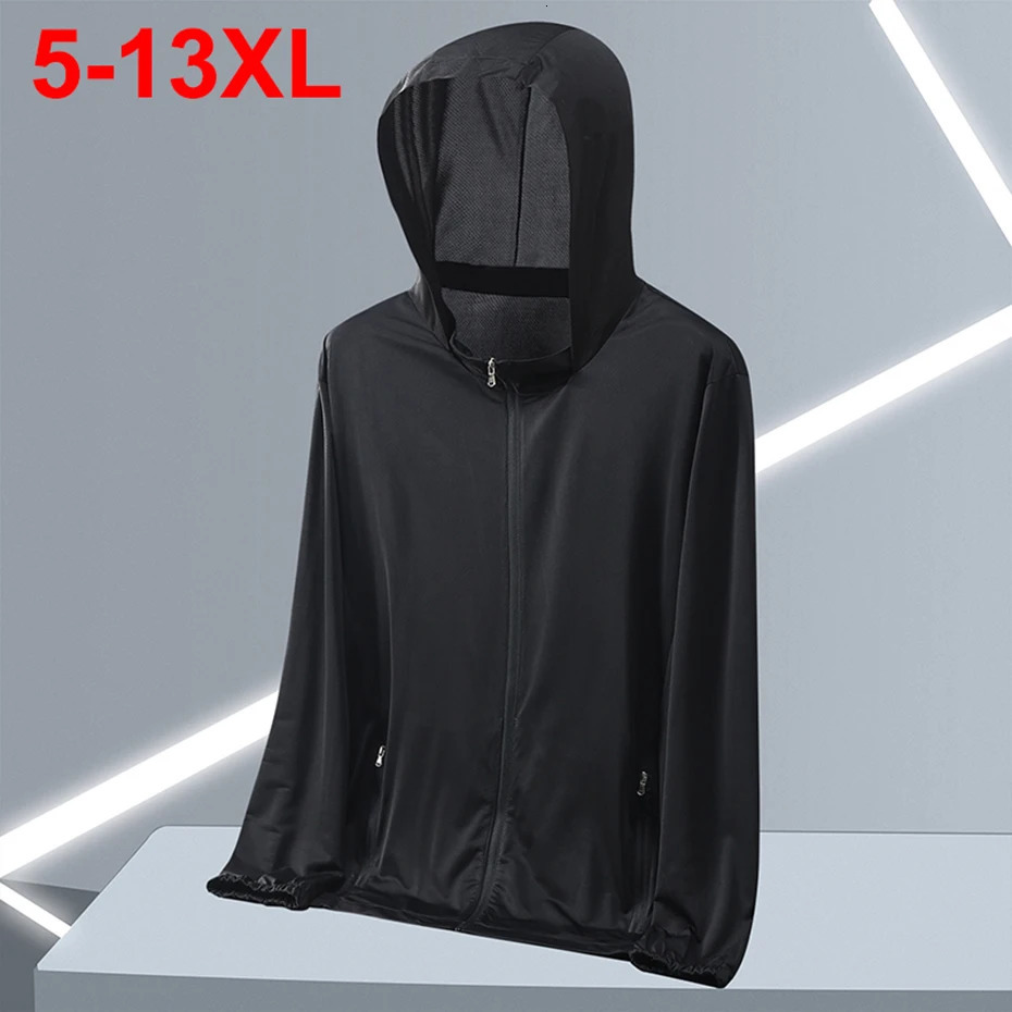 13XL Plus Size Jackets Men Summer Sun Protection Ultralight Hooded Windbreaker Man Big 11XL 12XL Jacket 250614