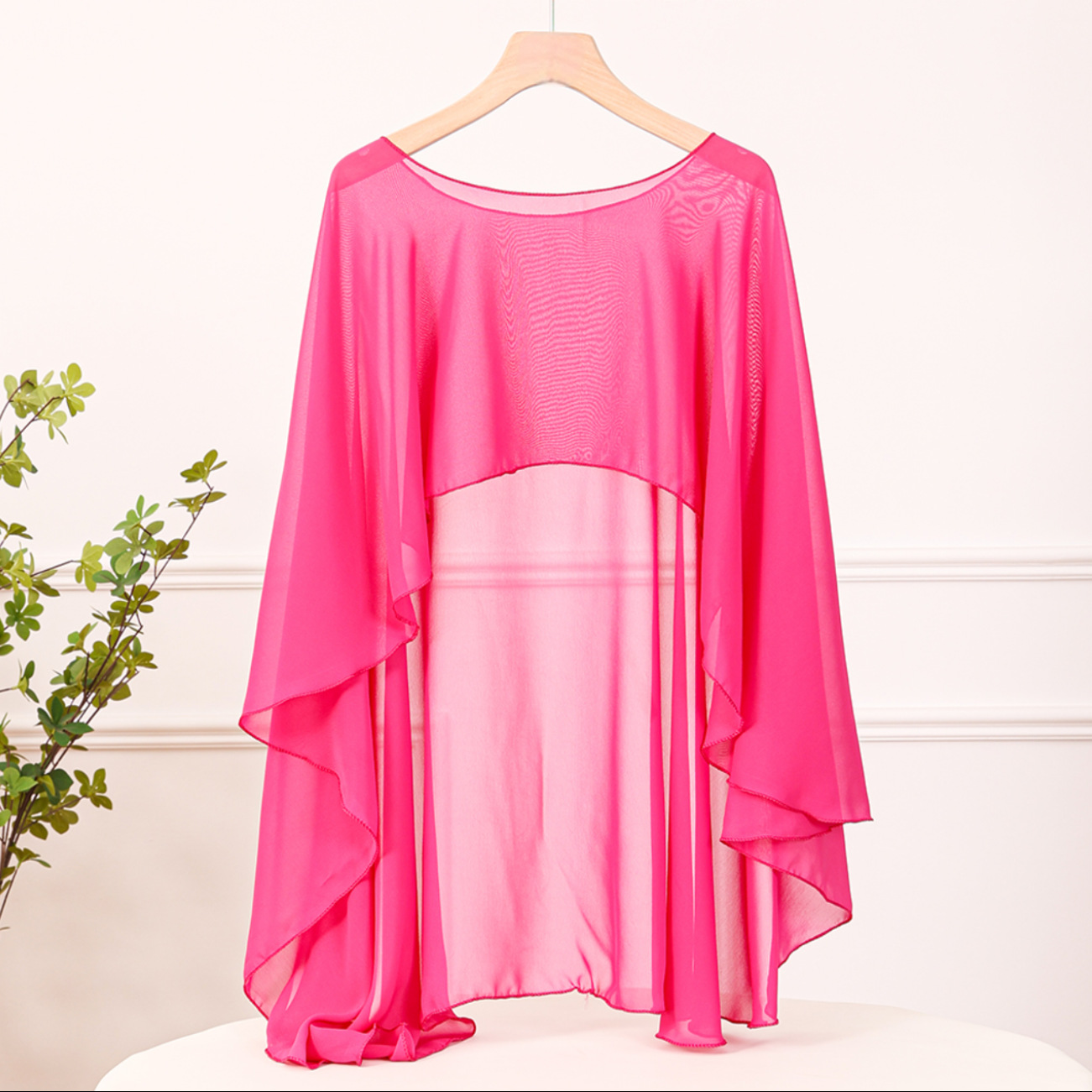 K1033 Korean new style fashion all-match solid color outerwear summer air conditioning shawl chiffon pullover factory wholesale processing customizati