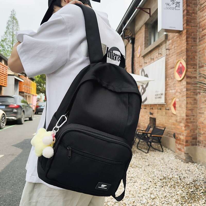 Large Capacity Women, Korean Style, Waterproof, Versatile, Suitable for Middle and High School College Students, Simple Solid Color Backpack with Acad