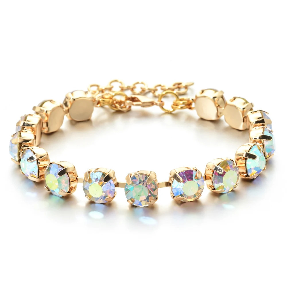 Womens Tennis Bracelet Hip Hop Trendy AA Cubic Zirconia Gold Plated Teen Girl Crystal Chain on The Hand Wedding Jewelry 250610