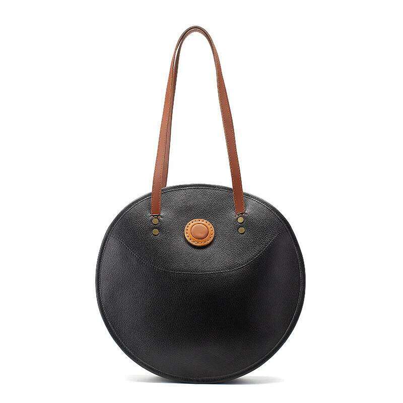 Fashion 2022 New First Layer Cowhide Women's to Work Commuting Leisure Shopping Large-capacity Round Bags