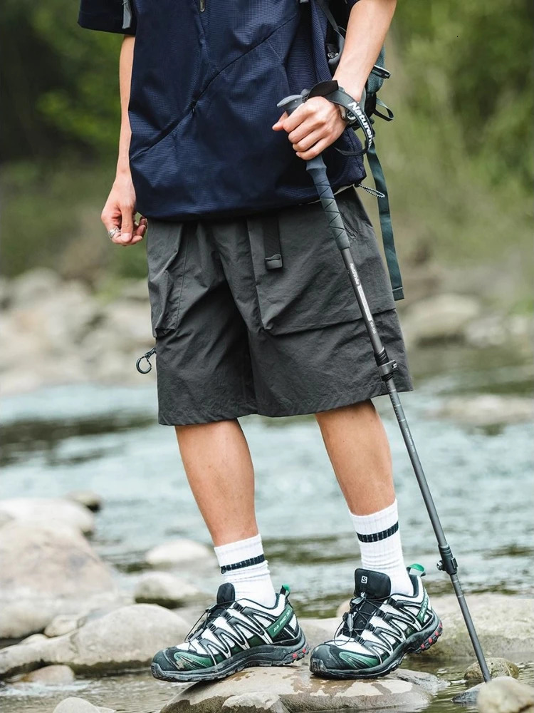 Mens Cargo Shorts Black Loose Quickly Do with Zipper Male Short Pants Nylon Casual Y2k Cotton Wide Clothing Comfortable In 250614