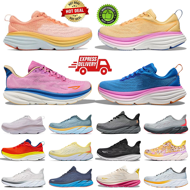 Fashion Designer Bondi 8 Clifton 9 Skyflow Mach 6 Mesh Running Shoes Black White Pink Blue Green Tennis Sports Trainers dhgate Womens Mens Outdoor Athletic Sneakers