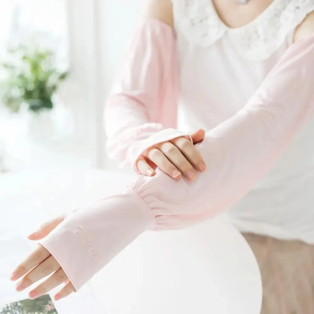Summer Loose Sunscreen Ice Silk Sleeve Female Long UV Protection Arm Glove Super Soft Breathable Driving Sleeves 250610
