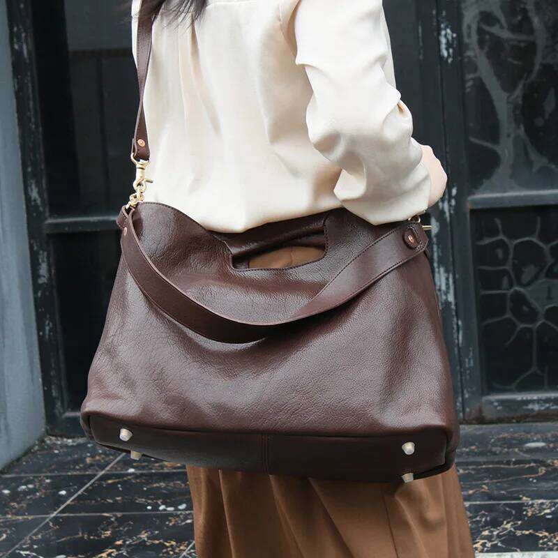 Designer Bag Handmade Handbags Vegetable Tanned Cowhide Shoulder Crossbody Bags High Quality Solid Color Horizontal Square Tote