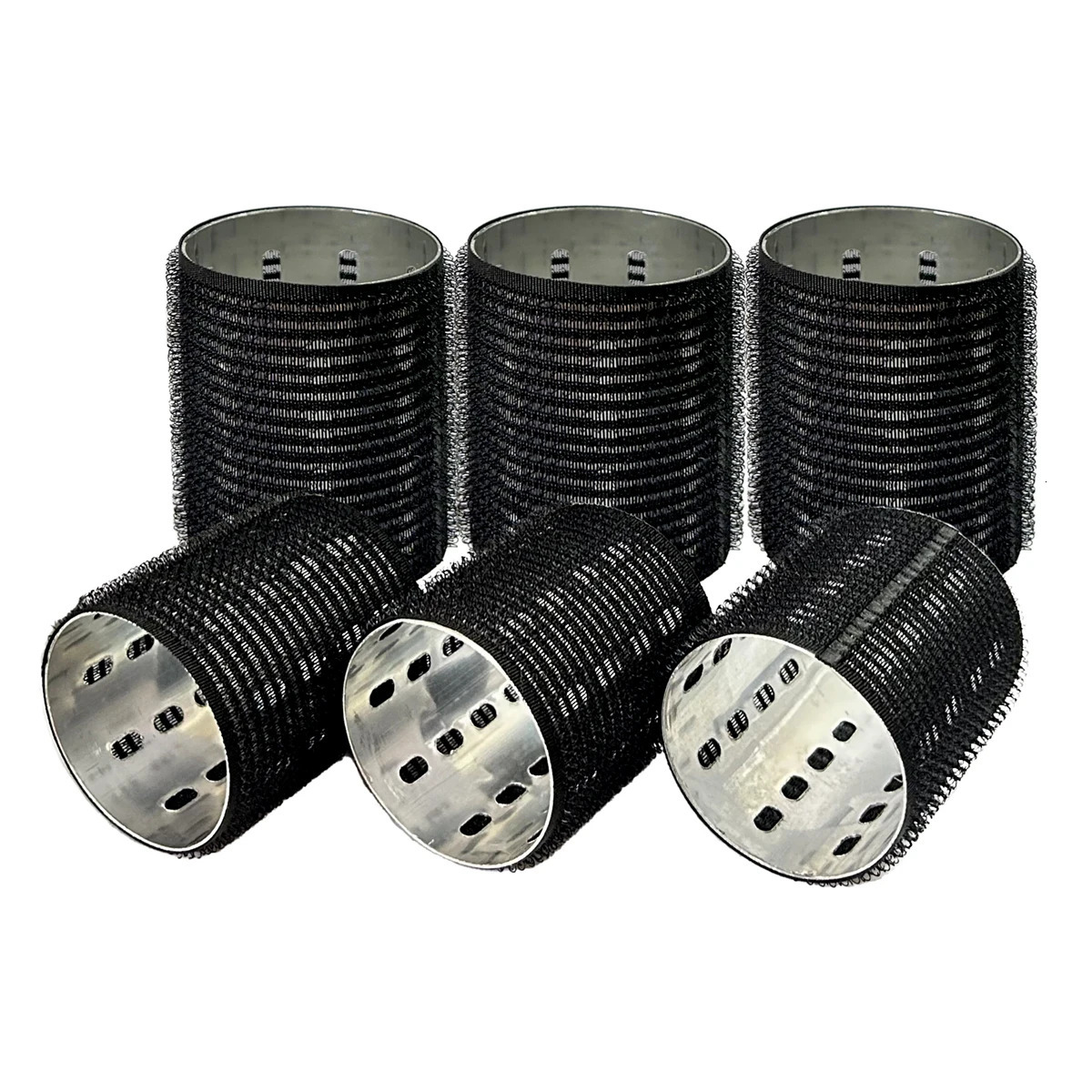 12pcs/set Aluminum Core Black Lazy Hair Rollers Hook Loop Hairdryer Fast Heat Hollow Self Grip Air Bang Raise Sleep Curls 1931 250613