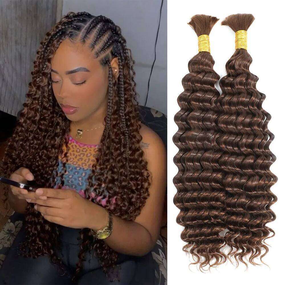 Linhua P27/613 Blonde Deep Wave Braiding Human Hair For Micro Crochet Boho Bohemian Braids Curly Highlight Double Drawn Bulk