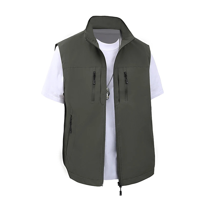 Men Outdoor Breathable Sleeveless Vest Mens Tactical Casual Fish Cargo Vests Coats Man Multi Pockets Work Cardigan Waistcoat 250614