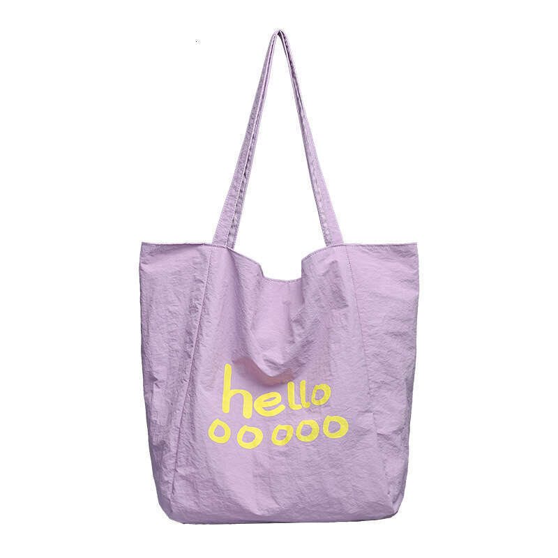 Casual Nylon Tote INS Fashion Letter Print Handbag Internet Celebrity Striped Double-Sided Single Shoulder Women's Bag