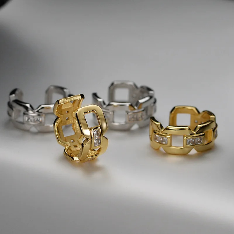 F.I.N.S 1Piece Korean Fashion S925 Sterling Silver Zircon Chain Clip On Earring Without Piercing Earcuff Catilage Fine Jewelry 250610