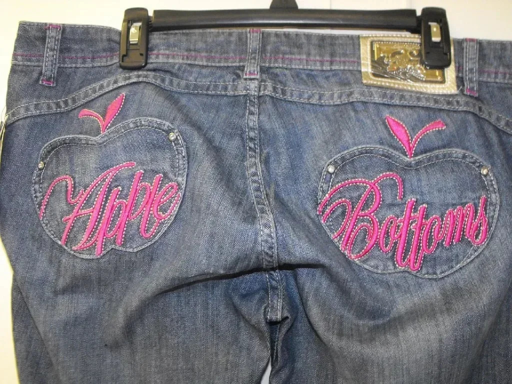 American Retro Apple Yellow Pocket y Baggy Jeans Y2K Women Goth Harajuku Slim Sexy Hip Hop High Waist Denim Pants 250612