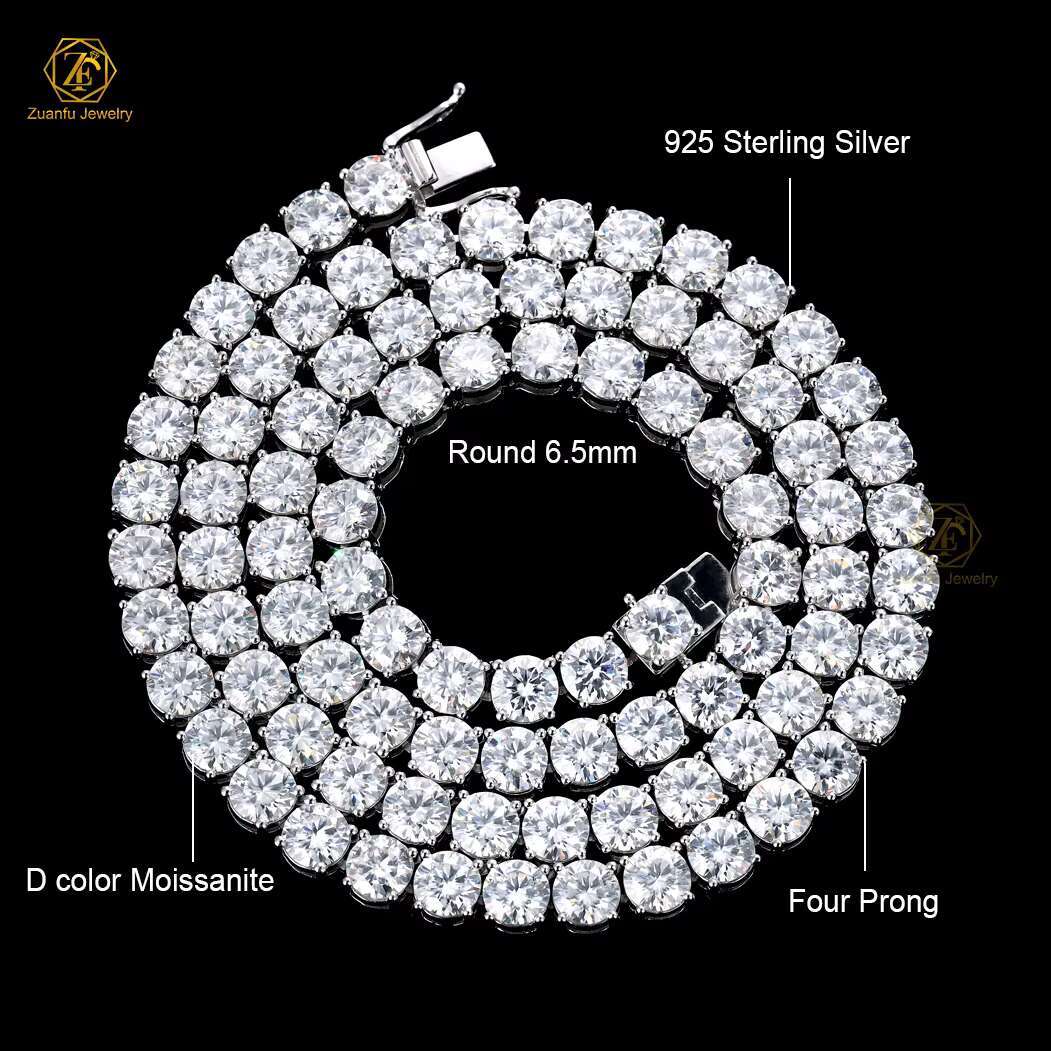 Wholesale 2025 925 Sterling Silver VVS Moissanite Diamond White Gold Cluster Tennis Chain Bracelet Necklace for Men Women Hip