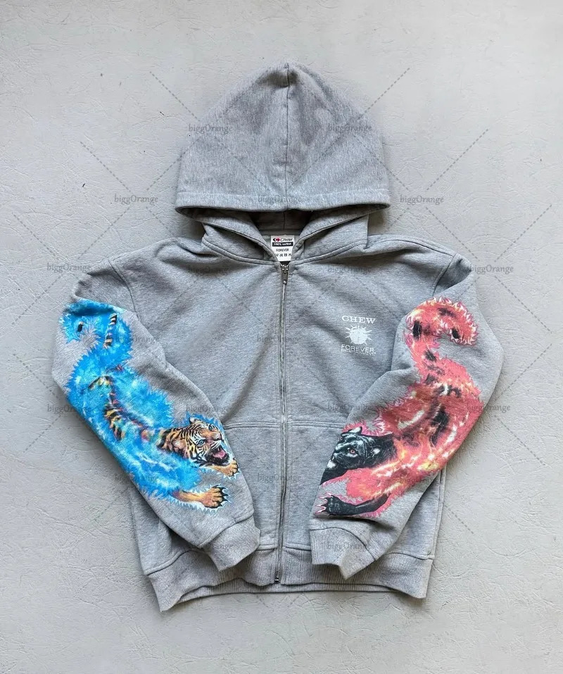 Street Hiphop Goth Tiger Pattern Casual Women Suit American Retro Harajuku Y2K Fashion Cotton Oversized Hoodie Sport Pants 250614