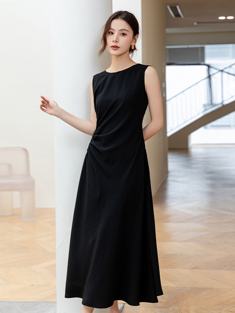 XR177 Summer French Drape Vest Long Dress Couture