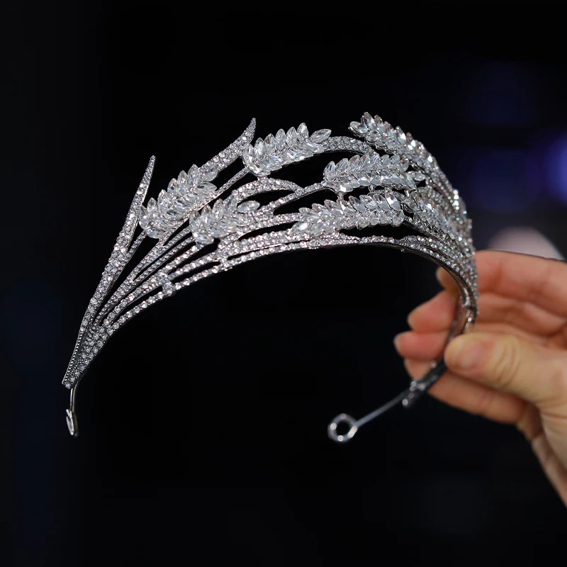 Two Swans Bride Wedding Crown Leaf Artificial Crystal Suitable for Party Holiday Banquet Headwear 250610