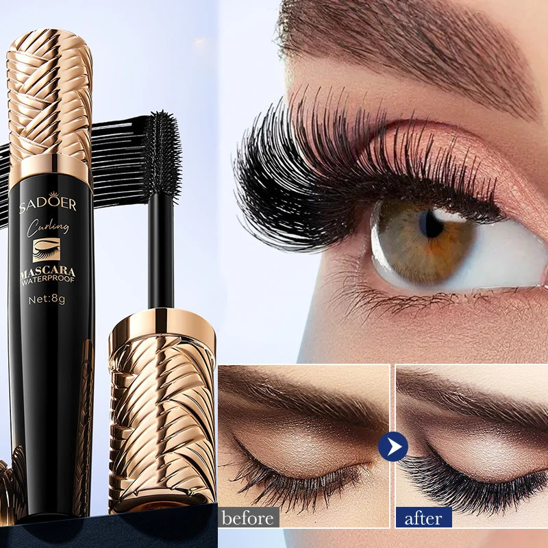 5D Waterproof Mascara Lengthens Eyelashes Black Silk Fiber Female Makeup Cosmetic 250606