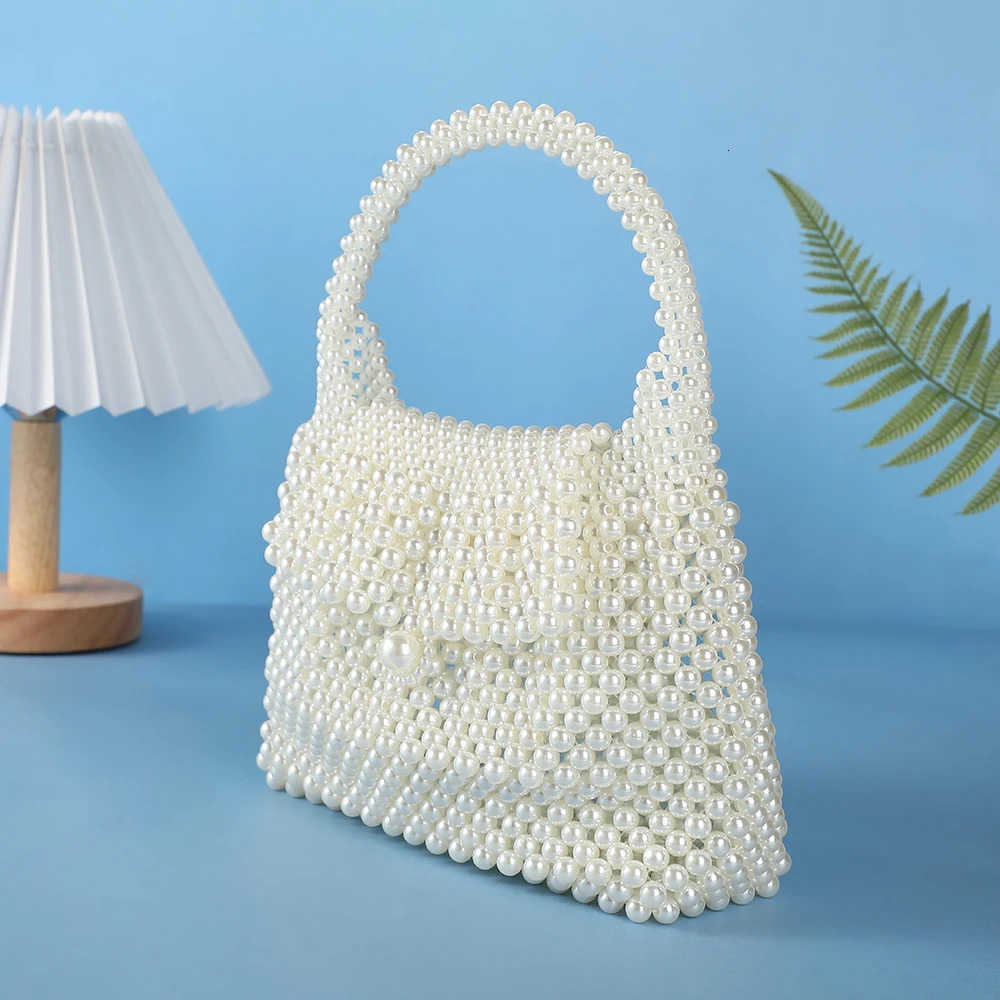 Fashion Handmade String Pearl Evening Bag AllInOne Dress Handbag and Wedding Gift Clutch for Party with nylon Lining 250614