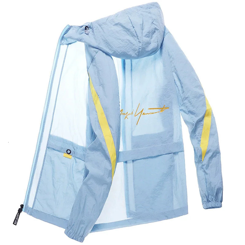 Mens and Womens Summer Ice Silk Lightweight Breathable Quick Drying Fishing Sunscreen Clothes Large Hooded Jacket Trendy 250614