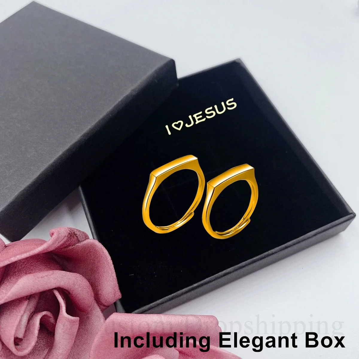 I Love Jesus Couple Jewelry Projection Couple Ring Light Sculpted Adjustable reflecting Ring Valentines Day Gift for Lover 250610