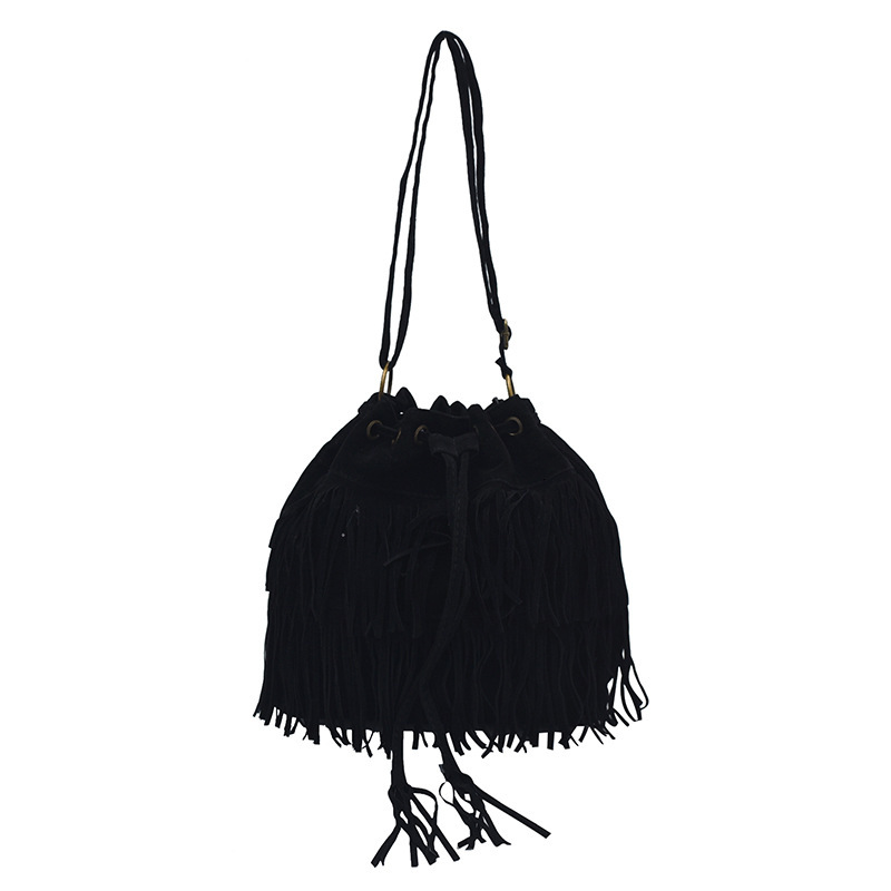 Free Shipping 2025 New Designer Bag Casual High-quality Shopping Bag Simple Retro Tassel Drawstring Bucket Handbag
