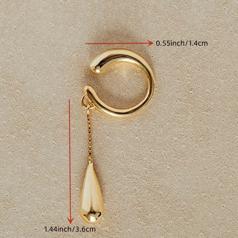 2pcs/set C-shaped Simple Personality Tassel Stainless Steel Earring Water Drop Pendant Ear Clip Jewelry Party Gifts 2025 250610