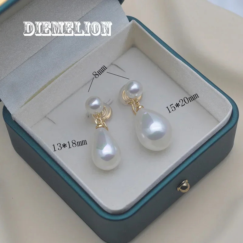 Classic High Quality Big Long Water Drop Shell Pearl Clip on Earrings Without Piercing for Women Wedding Party Ear Clips Gift 250610