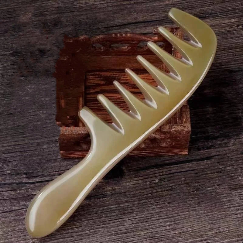 Natural Horn Massage Comb Head Scalp Meridian Massage Wide Tooth Anti-static Hair Comb for Women Men 250612