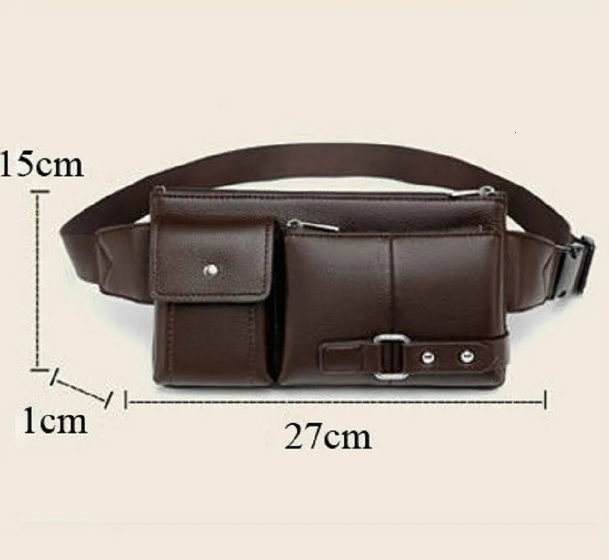 Multi Pocket Fanny Pack PU Leather Waist Bag Slim Shoulder Hip Purse Adjustable Belt Strap Casual Pouch Outdoor Day 250612