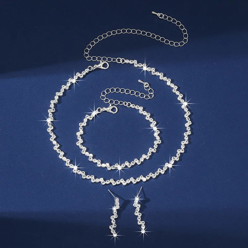 4PC Womens Fashion Copper Claw Chain Minimalist Necklace Earrings Bracelet Jewelry Set Wedding Banquet Party Holiday Gift 250609