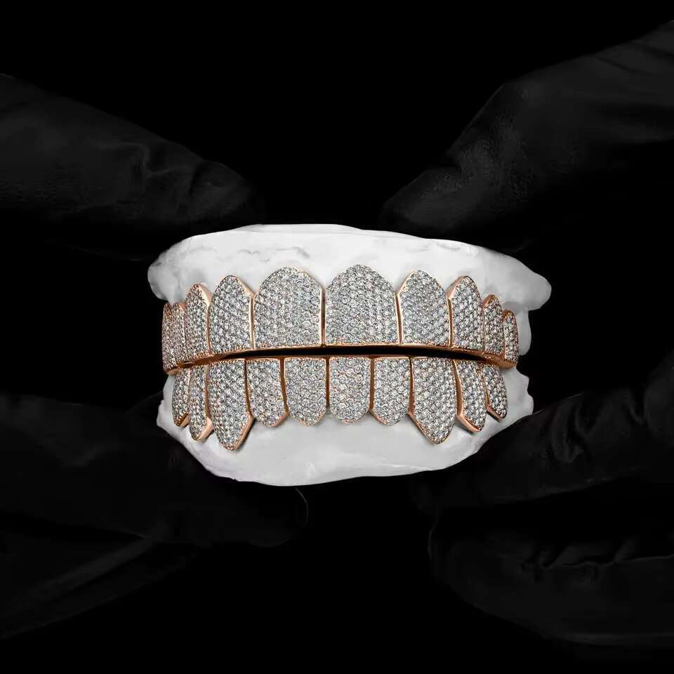 SARVA JEWELS Customized Teeth Grillz Hip Hop Iced Out Grillz Top Bottom GRA Certified Moissanite Diamond 925 Silver Grillz for Men Women FOR MEN