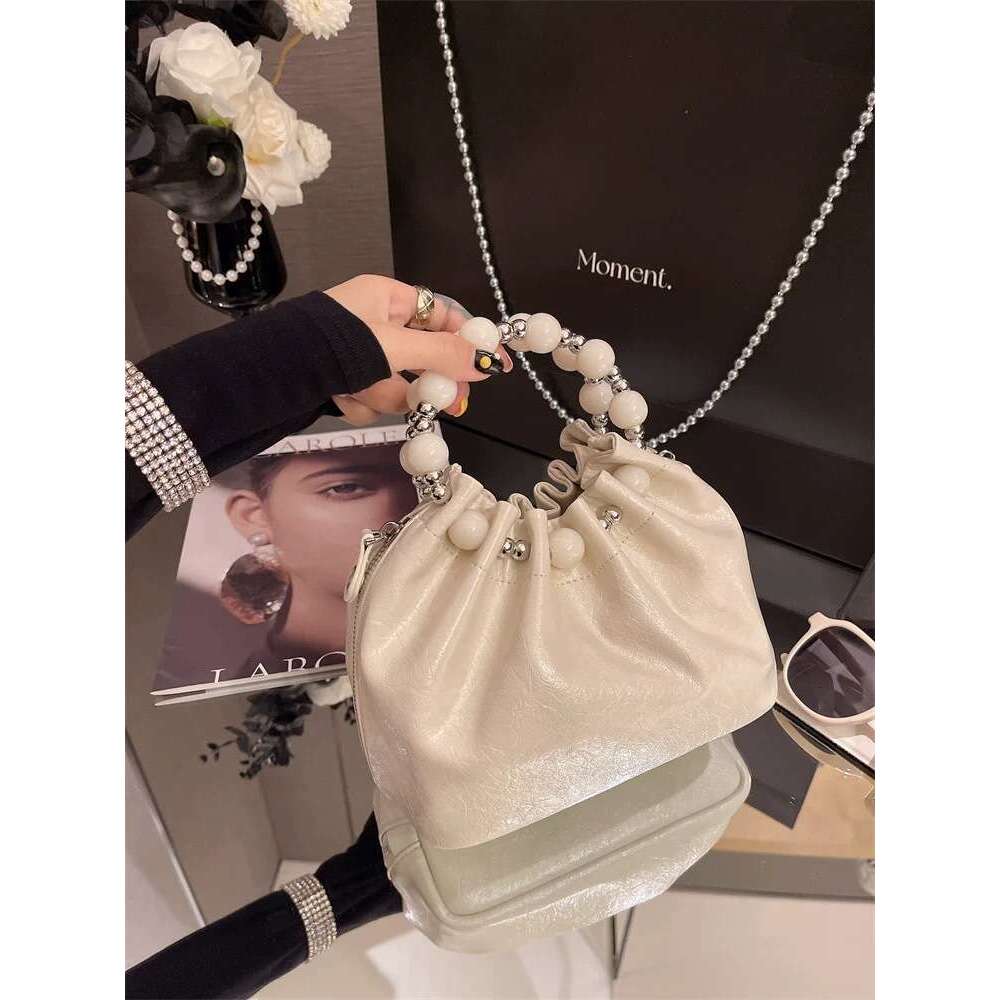 Bags 2025 Women's Trendy New Spring Summer Chain Shoulder Crossbody Beaded Handbag Cloud Bag