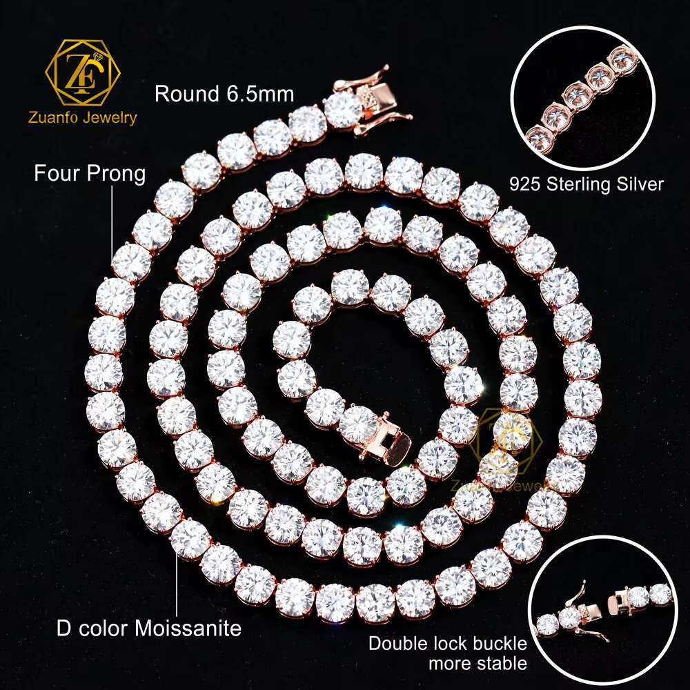 2025 Collection Silver 925 VVS Moissanite Tennis Chain Necklace Hip Hop Style 2mm-6.5mm Sizes Passes Diamond Tester for Women