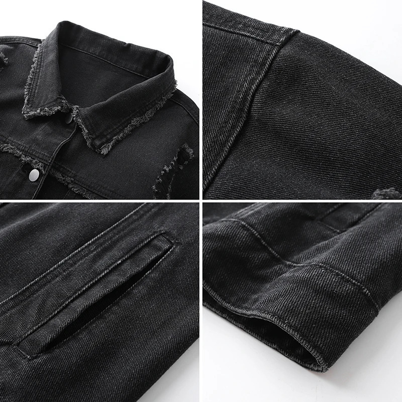 Vintage Wash Denim Jacket Men Women Button Up Long Sleeve Jean Fashion Menswear Trucker Coat 250614